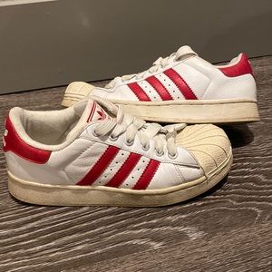 Adidas Vintage Leather Red White Shoes Sneakers Size 5